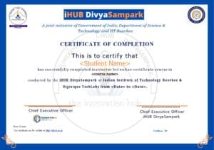 Course Completion Certficate from iHUB IIT Roorkee